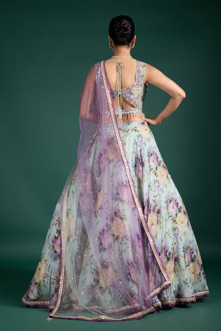 Chic Mint Bloom Floral Lehenga