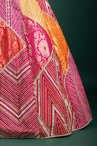 Vibrant Magenta and Burnt Orange Lehenga