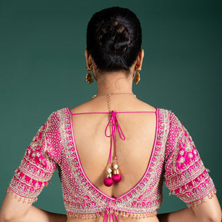 Vibrant Magenta and Burnt Orange Lehenga