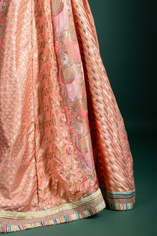 Sunset Peach and Sage Mist Lehenga