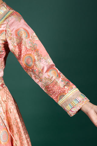 Sunset Peach and Sage Mist Lehenga