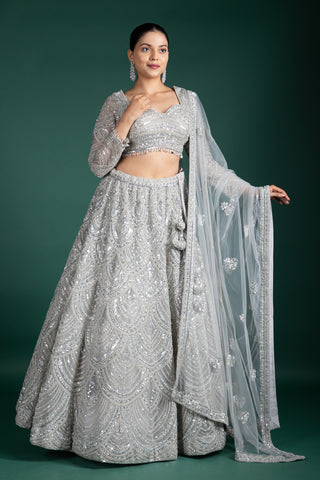 Moonlit Silver Grey Lehenga