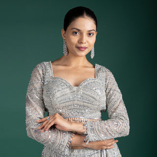 Moonlit Silver Grey Lehenga