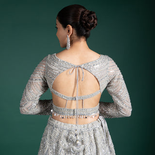 Moonlit Silver Grey Lehenga