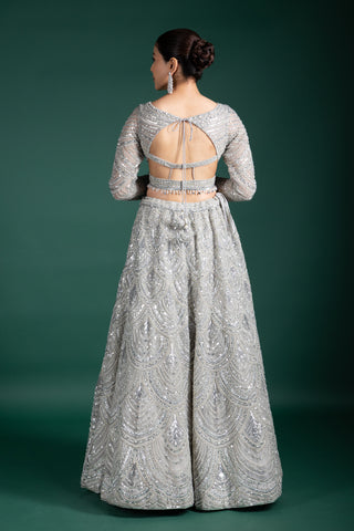 Moonlit Silver Grey Lehenga