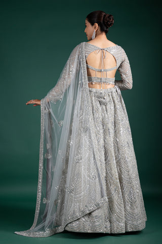 Moonlit Silver Grey Lehenga