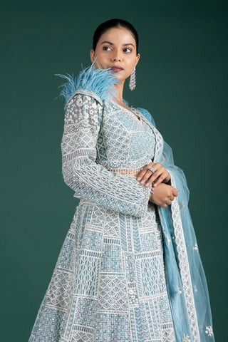 Celestial Powder Blue Lehenga