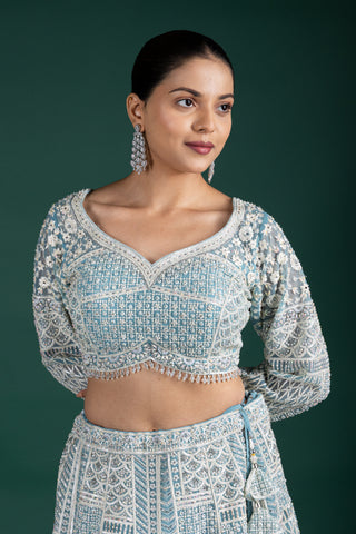 Celestial Powder Blue Lehenga