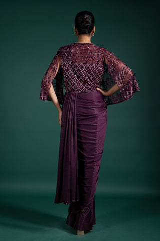 Merlot Majesty Pre-Draped Saree