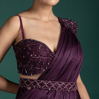 Merlot Majesty Pre-Draped Saree