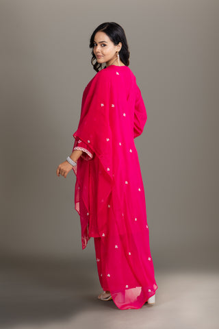 Royal Fucia Embroidered Plazo Suit Set