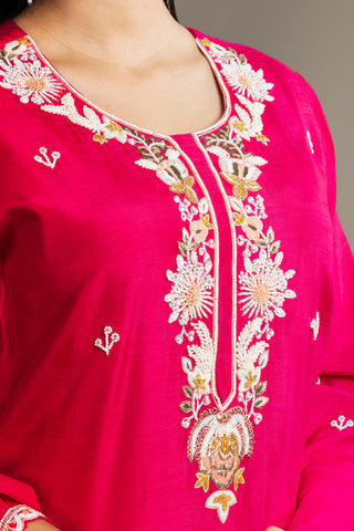 Royal Fucia Embroidered Plazo Suit Set