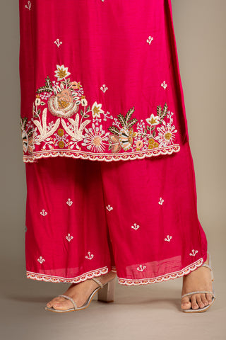 Royal Fucia Embroidered Plazo Suit Set
