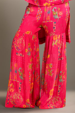 Floral Printed Pink Sharara Set