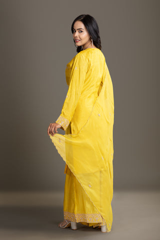 Sunlit Mustard Yellow Kurta Plazo Set