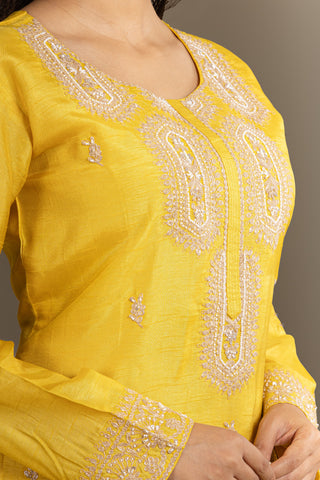 Sunlit Mustard Yellow Kurta Plazo Set