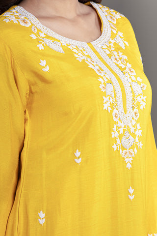 Golden Yellow Silk Kurta Set