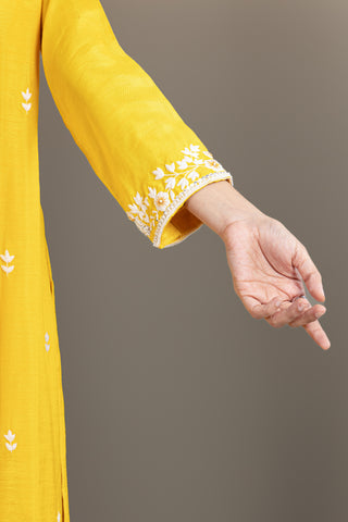 Golden Yellow Silk Kurta Set