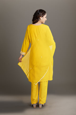 Golden Yellow Silk Kurta Set