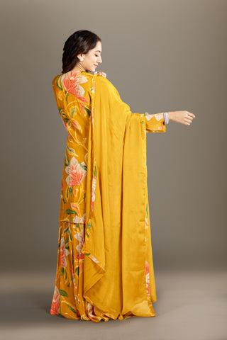 Mustard Floral Sharara Set