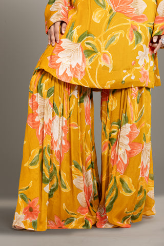 Mustard Floral Sharara Set