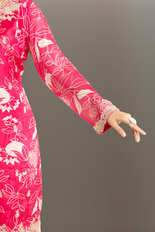 Hot Pink Embroidered Sharara Set