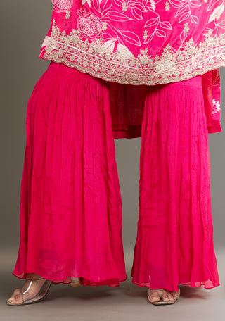 Hot Pink Embroidered Sharara Set