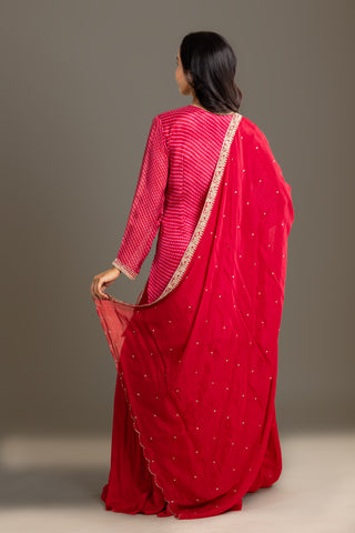 Crimson Red Bandhani Sharara Set