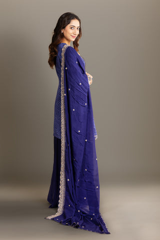 Electric blue Bandhani Sharara Set
