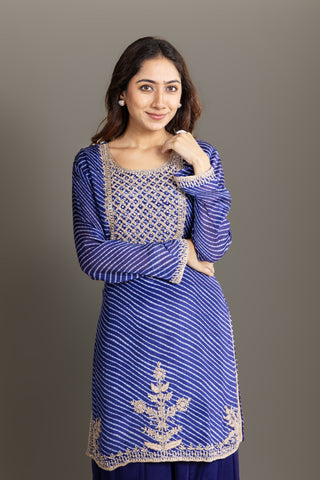 Electric blue Bandhani Sharara Set