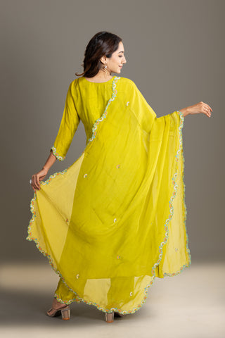 Exquisite Citrus Blossom Green Kurta Set