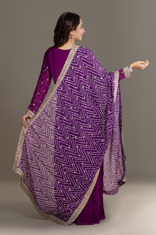 Regal Purple Handcrafted Sharara Set
