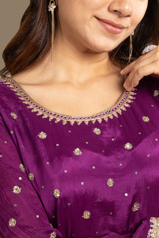 Regal Purple Handcrafted Sharara Set