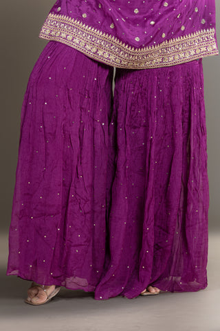 Regal Purple Handcrafted Sharara Set