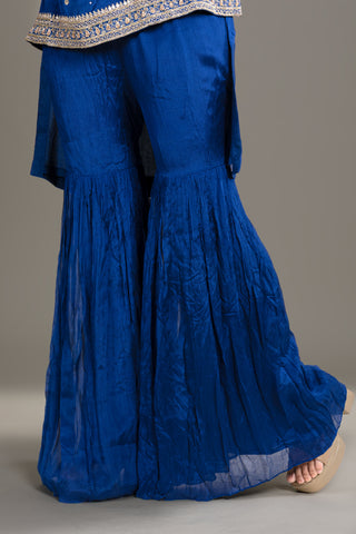 Royal Navy Blue Handcrafted Sharara Set