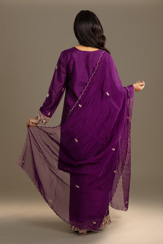 Regal Purple Embroidered Kurta