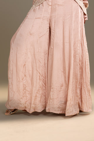 Soft Blush Pink Embroidered Kurta Sharara Set