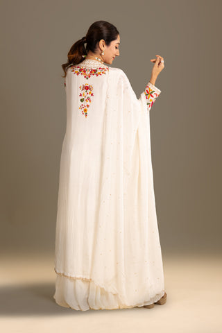 Ivory White Floral Anarkali Suit
