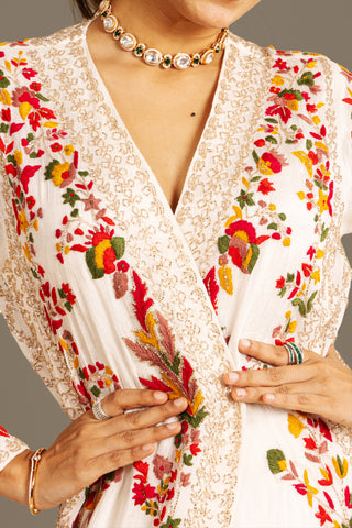 Ivory White Floral Anarkali Suit