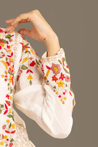 Ivory White Floral Anarkali Suit