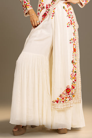 Ivory White Floral Anarkali Suit