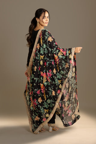 Timeless Black Floral Embroidered Festive Salwar Suit