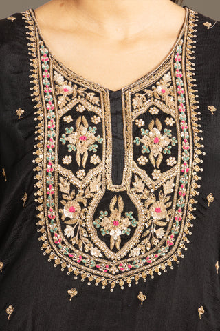 Timeless Black Floral Embroidered Festive Salwar Suit