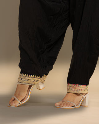 Timeless Black Floral Embroidered Festive Salwar Suit