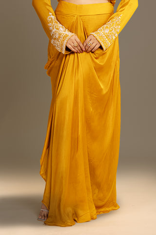 Exquisite Mustard Embroidered Kurta Set