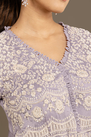 Exquisite Lavender Grey Sharara Set
