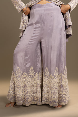 Exquisite Lavender Grey Sharara Set