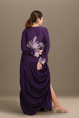 Chic Deep Violet Drape Set