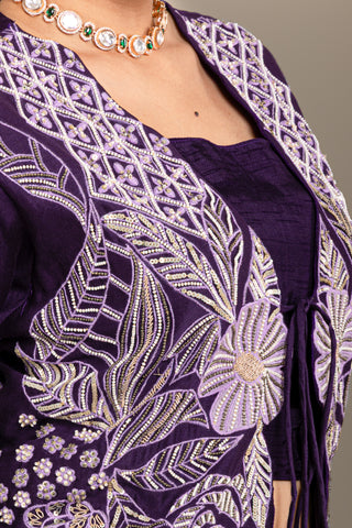 Chic Deep Violet Drape Set