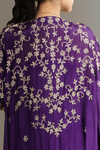 Deep Midnight violet Drape Saree